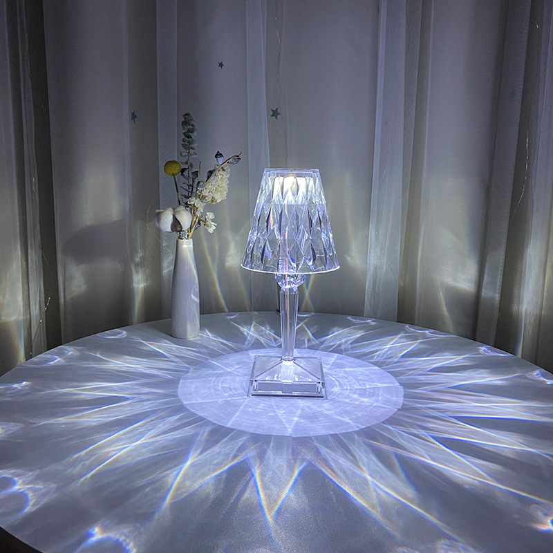 USB Classic Modern Battery Dimmer Touching Control Bedroom Lamps Bedside Restaurant Rechargeable Cordless Lune Crystal Lamp