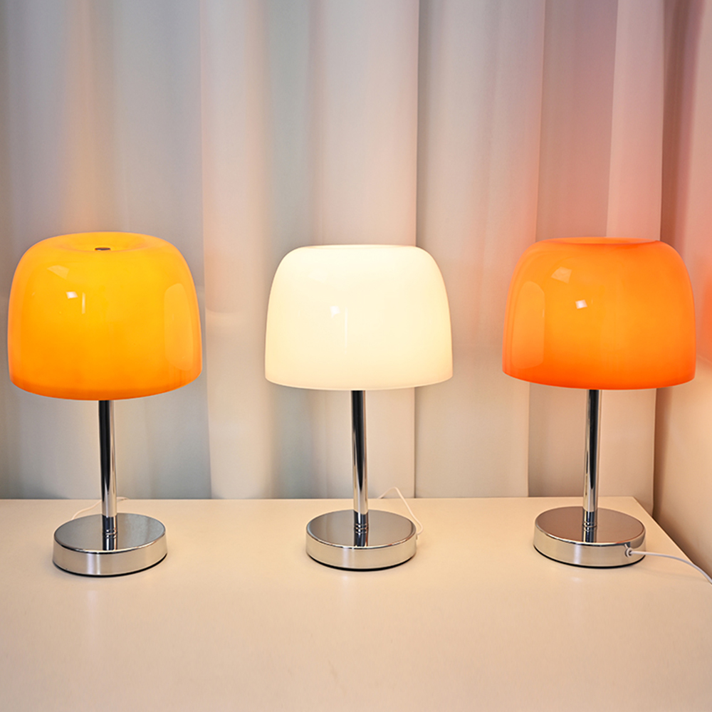 Nordic Modern Glass Eye Protection Night Light Girl Bedroom Bedside Table Lamp Trichromatic Dimming Atmosphere Lamp