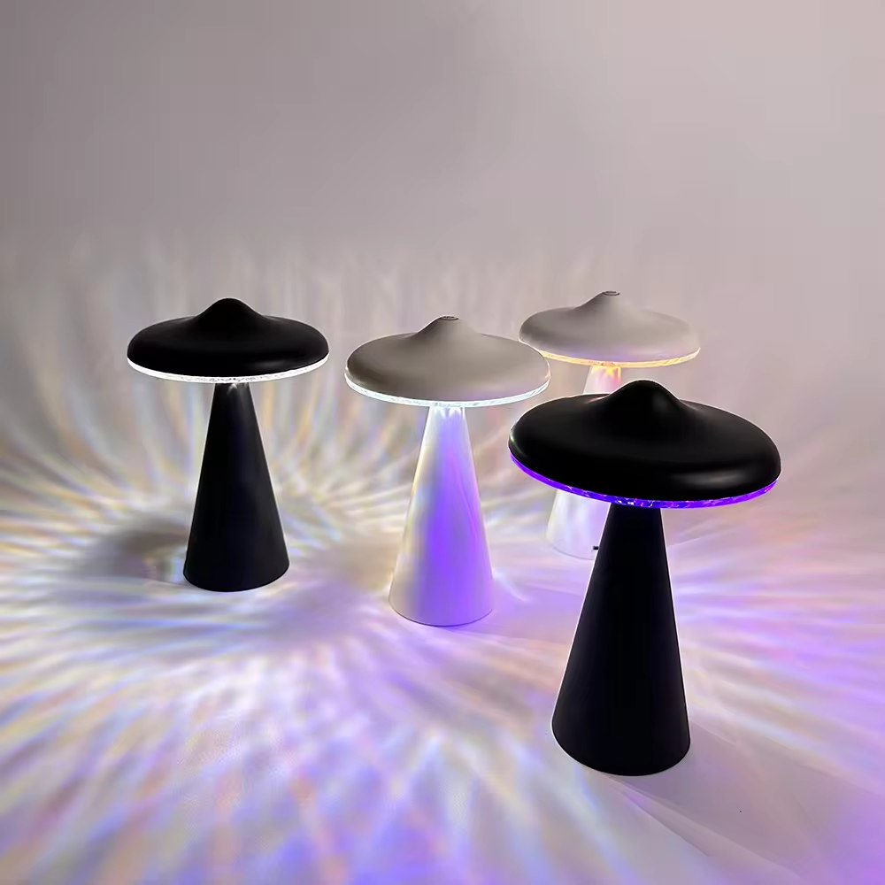Decoration Creative UFO Night Light Mini USB Led Touch Control Bedside Lamp Mushroom Atmosphere Rechargeable Cordless Table Lamp