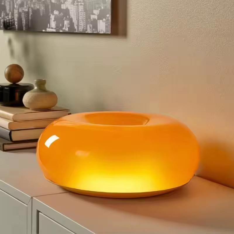 Modern design Orange white touch dimming Glass led desk decor night lamp for bedroom