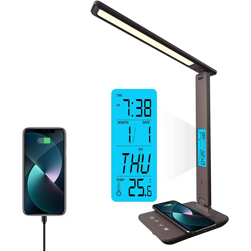 Display folding table lamp LED Wireless charging Calendar Alarm clock Nightlight Reading lamp Student learning table lamp
