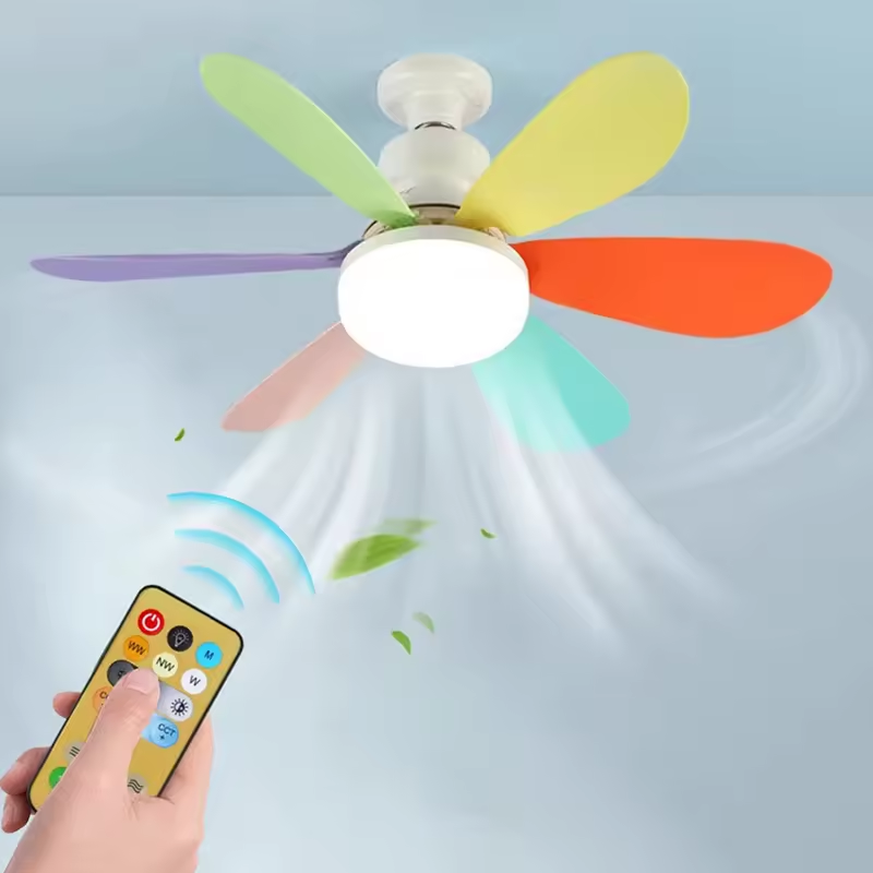 Mini ventilador 30W ceiling fan with light diameter 42cm ABS Plastic Material 6 Blades with remote control foco ventilador