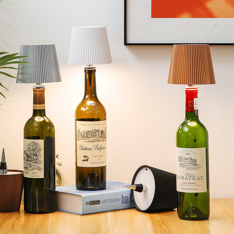 Wine bottle creative rechargeable LED table lamp removable bar cordless design cafe atmosphere night light
