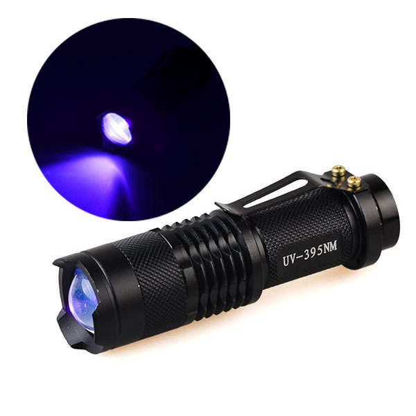 Smart Car Key Ultraviolet Banknote Inspection Lamp Flashlight 365nm Fluorescent Agent Detection Pen Telescopic Zoom IPX5